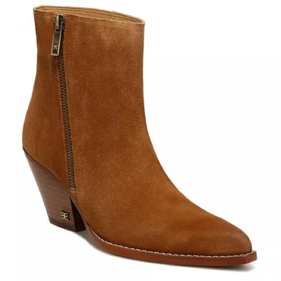 Sam Edelman Women's Jane Pointed Toe Brown Block Heel Booties NWOB size 6.5 - Picture 1 of 3